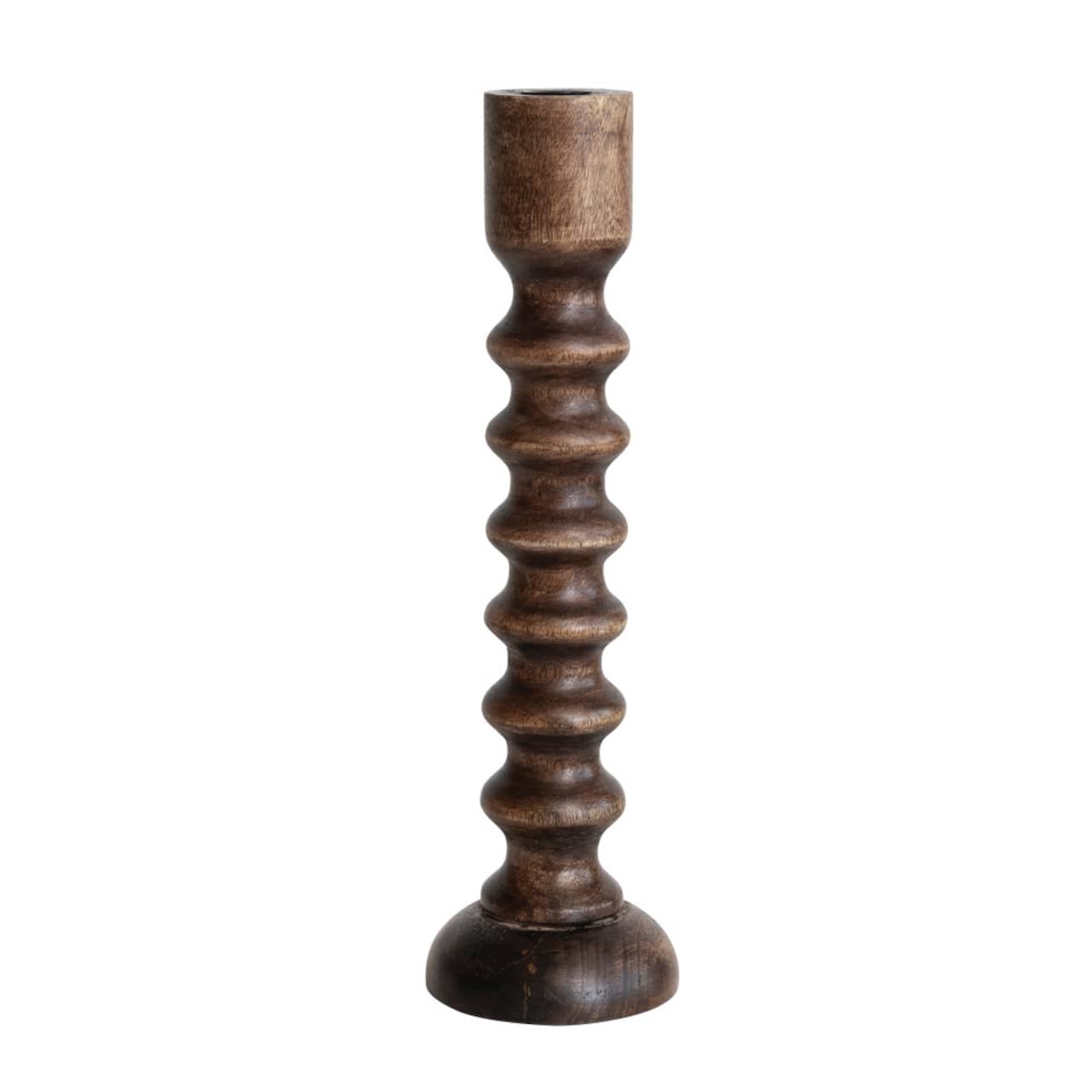 Hello Honey® Hand Carved Wood Taper Candle Holder